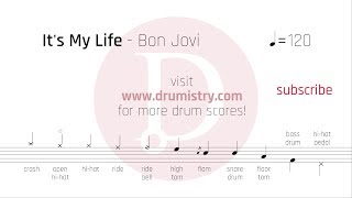 Bon Jovi  Its My Life Drum Score [upl. by Broome]