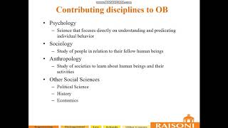 OB Organizational Behavior SE CSEIT Contributing Disciplines To OB [upl. by Jacklin543]