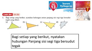 Matematik Tingkatan 1 Bab 13 Teorem pythagoras sudut tegak latih diri 131b buku teks [upl. by Weyermann]