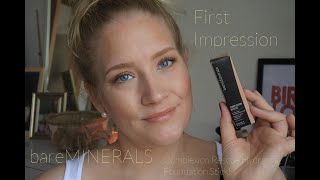 FIRST IMPRESSION  bareMINERALS COMPLEXION RESCUE HYDRATING FOUNDATION STICK  WOW [upl. by Herwig647]