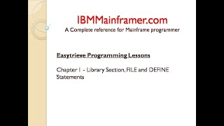 Easytrieve Tutorial  Chapter 1  FILE amp DEFINE Statements in Easytrieve Library Section [upl. by Myrtia]