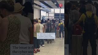 Biggest global IT outage in history causes queue chaos at Gatwick airport [upl. by Jeanna724]