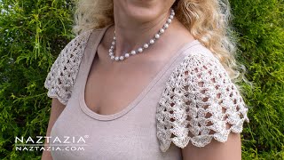 HOW to CROCHET LACE SLEEVES on a Tank Top or Sleeveless Dress by Naztazia [upl. by Kalk980]