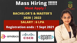 Amdocs  Cisco  Epam OFF Campus Mass Hiring 2021  202022 Batch  Any Graduate Post Graduate [upl. by Winne]