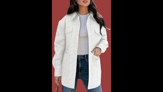 EVALESS Quilted Jackets for Women Lightweight Long Sleeve Button Down Puffer Jacket Warm Winter Coat [upl. by Ynnaffit592]