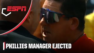 Phillies manager Rob Thomson GETS HEATED amp EJECTED after reversed HBP call 🗣️  ESPN MLB [upl. by Eniamor]