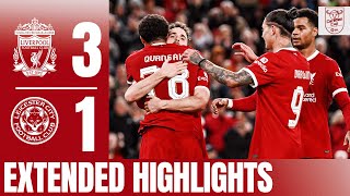 EXTENDED HIGHLIGHTS Gakpo Szoboszlai amp Jota goals in Carabao Cup  Liverpool 31 Leicester [upl. by Nibla560]