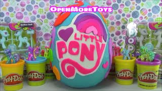 My Little Pony Giant Surprise Egg Made of Play Doh filled with Shopkins and More [upl. by Pasadis]