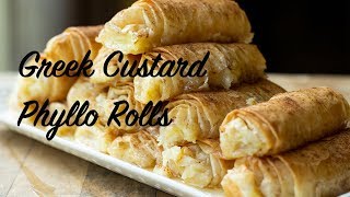 Galaktoboureko Rolls Greek Custard Phyllo Rolls [upl. by Eelanaj]