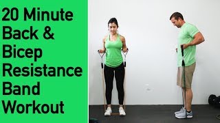 Back and Biceps Resistance Band Workout  20 Minutes of Back Sculpting and Bicep Building [upl. by Hildagard]