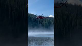 Skycrane Helicopter Getting Water from Mountain Lake for Fire Suppression [upl. by Erdua]