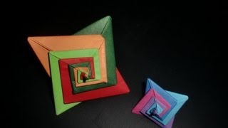 Origami Spiralstern Coulored Stars  Tutorial HDdeutsch [upl. by Thanasi]