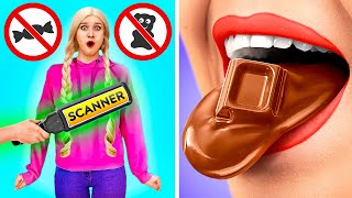 HOW TO SNEAK FOOD ANYWHERE YOU GO🍕🤫 Fun Food Hacks and Tricks by 123 GO [upl. by Ateerys]