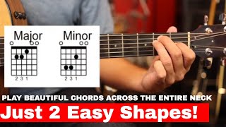 How To Play EASY Guitar Chords That Sound Beautiful  Across The Entire Neck Key of E [upl. by Schreibman181]