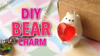 DIY Bear Charm  Air Dry Clay amp Glass Heart [upl. by Kleon]