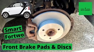 Smart Fortwo 451 2008  Replacing Front Brake Pads and DiscsRotors [upl. by Herve865]