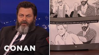 Nick Offerman’s Book Features A Homoerotic Chris Pratt Comic  CONAN on TBS [upl. by Aroon]