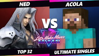 Lets Make Moves Miami  Ned Sephiroth Vs acola Steve SSBU Ultimate Tournament [upl. by Aubine]