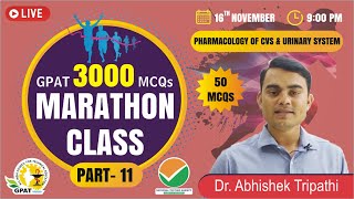 GPAT 2022  MARATHON CLASS 11  PHARMACOLOGY OF CVS AND DIURETIC [upl. by Nylaroc]