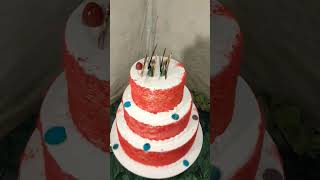 Three step red velvet cake design 3 leyr shortsvideo cake [upl. by Vivyanne914]