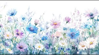 Watercolor Floral Garden  Spring Art Screensaver  Blooming Pastel Flowers 4K  Relaxing TV Art [upl. by Verla682]