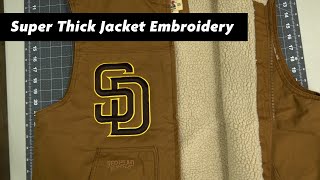 Super Thick Jacket Embroidery Applique Work Flow [upl. by Erbes854]