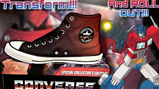 Limited Edition Transformers Converse Review  Optimus Prime Chuck Taylor All Star Shoe Unboxing [upl. by Noned]