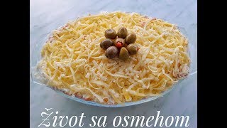 Mimoza Salata Recept Mimosa Salad Recipe  Život sa osmehom [upl. by Eannaj]