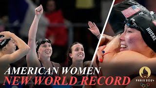 American Women Set 4x100 Medley World Record  Paris Olympics 2024 [upl. by Mutz780]