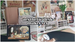 Aesthetic desk makeover 2022 🌼 Studio Ghibli inspired  Creating my dream desk setup I Lunadrella [upl. by Sifan]