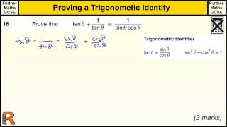 Proving a Trigonometric Indentity GCSE Further Maths revision Exam paper practice amp help [upl. by Annairoc549]