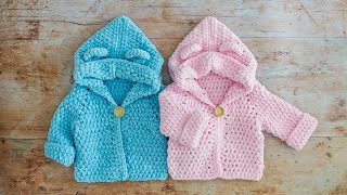 FAST Crochet Baby Hoodie PART 1 of this EASY Step by Step Tutorial [upl. by Ramedlaw]