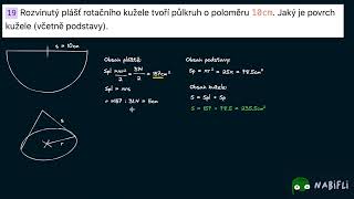 Maturita 2019 Jaro  plášť rotačního kužele tvoří půlkruh [upl. by Dickman]