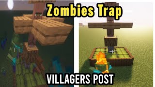 Zombies Trap with villager 🧟🧟‍♂️ in Minecraft 😱 minecraft [upl. by Brade]