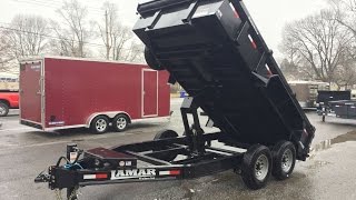 Lamar DL14 7x14 14000 GVW Low Profile Hydraulic Dump Trailer DL831427 [upl. by Eanyl]