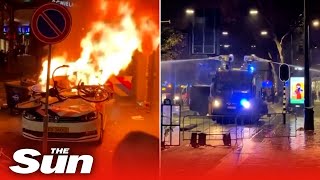 Seven injured in anti lockdown riots in the Netherlands as cops open fire on violent protest [upl. by Nahamas927]