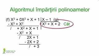 Impartirea polinoamelor  Algebra cls a 12a [upl. by Linskey]