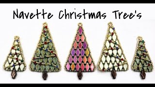 Large Navette Christmas Tree Pendant  Ornament Jewelry Making Off the Beaded Path [upl. by Pomfret21]