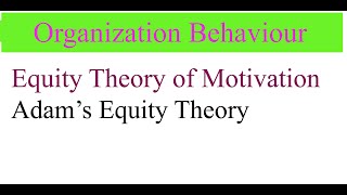 Equity theory of motivation in hindi adams equity theory of motivation organisational behaviour [upl. by Sokul]