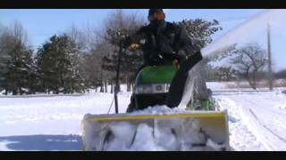 My John Deere 44quot Snowblower Attachment In Action [upl. by Baillieu278]