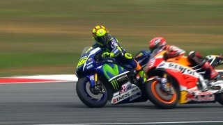 SepangClash Rossi and Marquez get physical [upl. by Enylekcaj]