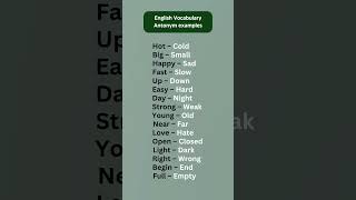 Learn English Vocabulary  Daily learning  Antonyms [upl. by Aimo63]