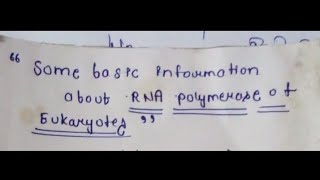 Here is some basic information about RNA polymerase in Eukaryotes 🤗 [upl. by Llertal162]