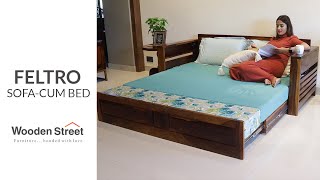 Feltro Sofa Cum Bed  Latest Wooden Sofa Cum Bed Design  Wooden Street [upl. by Fredelia]