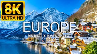 VOLANDO SOBRE EUROPE 8K  Increíble paisaje natural hermoso con música relajante  VÍDEO 8K ULTRA HD [upl. by Ardehs]