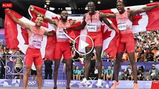 Andre De Grasse wins Mens 4x100m Relay Final race at Olympics Paris 2024 wins Gold for CANADA [upl. by Constantina]