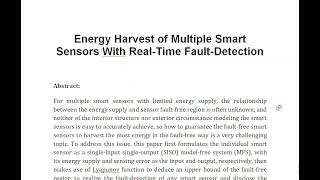 Energy Harvest of Multiple Smart Sensors With Real Time Fault Detection [upl. by Procter774]