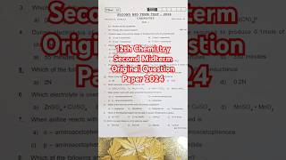 12th Chemistry Second Midterm Original Question Paper 2024 Important Question [upl. by Ellemaj]