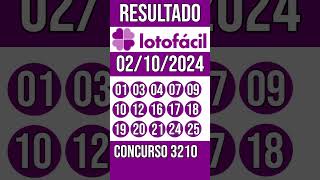 LOTO FACIL hoje  02102024  ACUMULADA 5 MILHÕES  Resultado concurso 3210 [upl. by Benzel73]