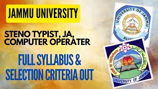 Jammu University 2024 Syllabus Out Steno Typist amp other posts [upl. by Ecienahs409]